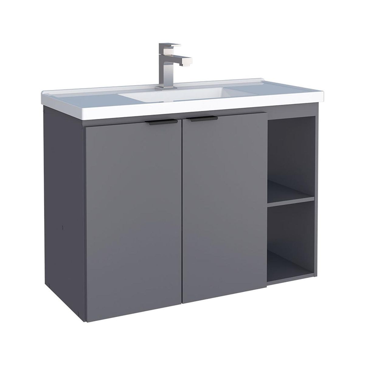 VEKKAHOME - Vanitorio Aéreo Aster Gris 80x59x36 cm