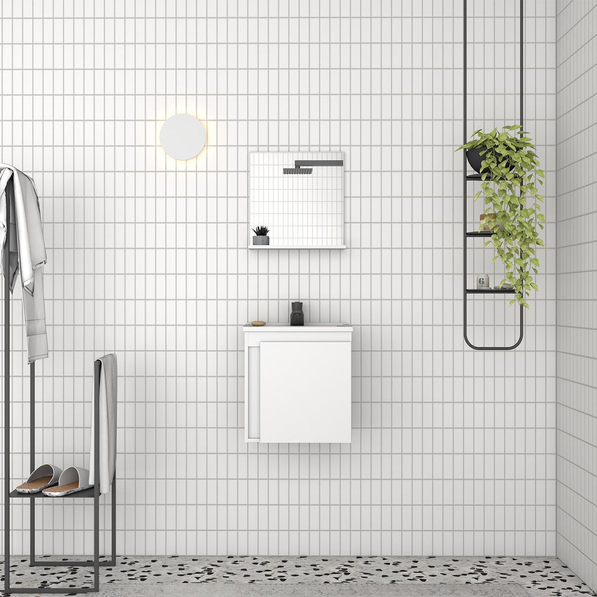 VEKKAHOME - Vanitorio Aéreo Onix Blanco 41x42x36 cm