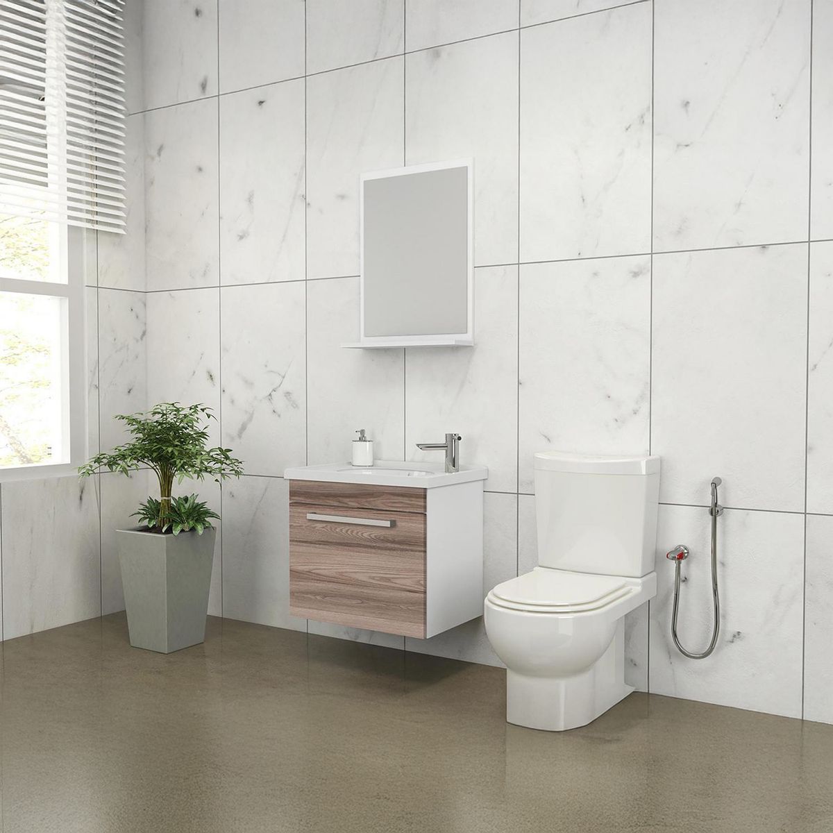 VEKKAHOME - Vanitorio Aéreo Agata Blanco 47x43x34 cm