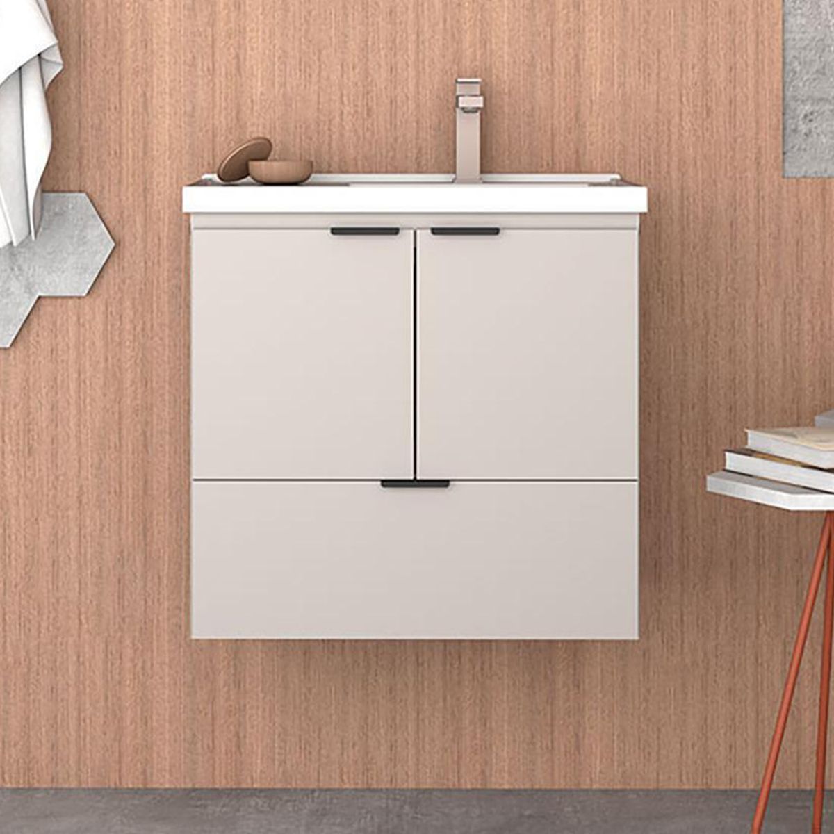 VEKKAHOME - Vanitorio Aéreo Lis Beige 60x59x34 cm