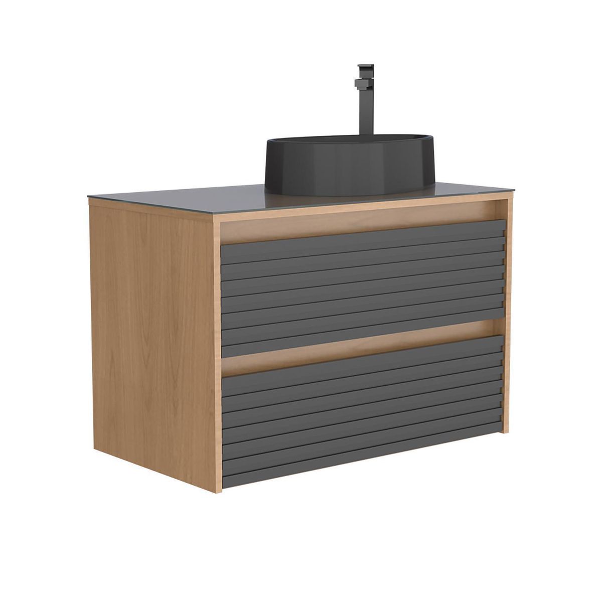 VEKKAHOME - Vanitorio Aéreo Osaka Negro 81x57x46 cm