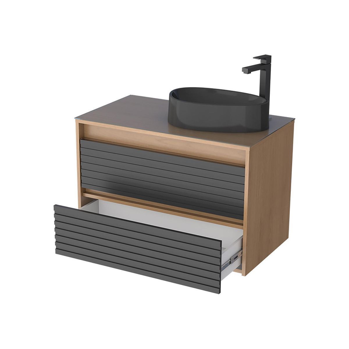 VEKKAHOME - Vanitorio Aéreo Osaka Negro 81x57x46 cm