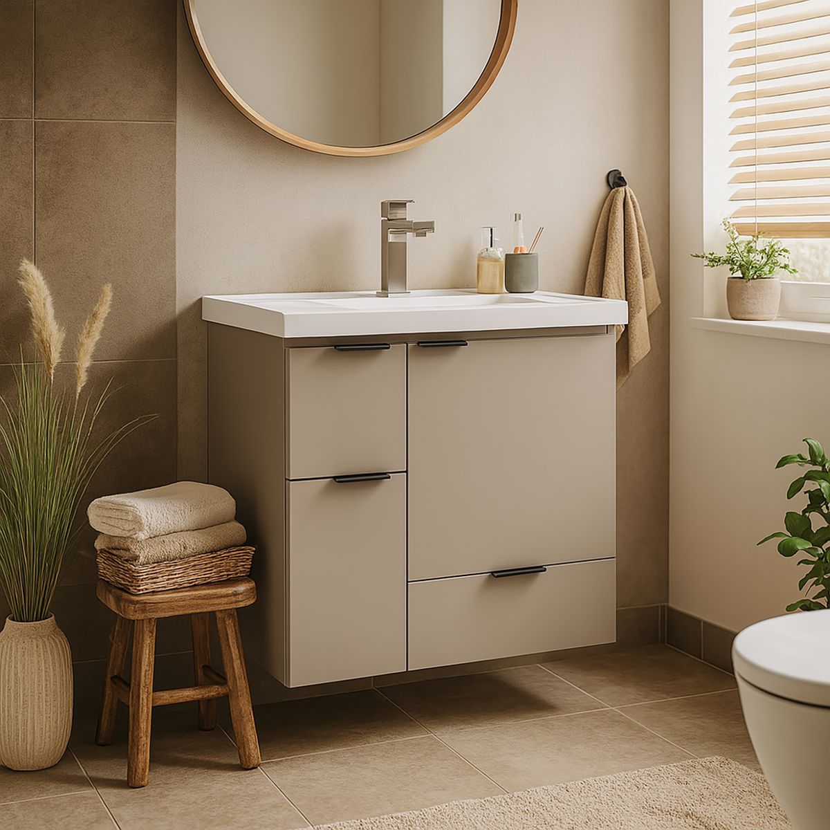 VEKKAHOME - Vanitorio Orquidea Beige 64x65x39 cm