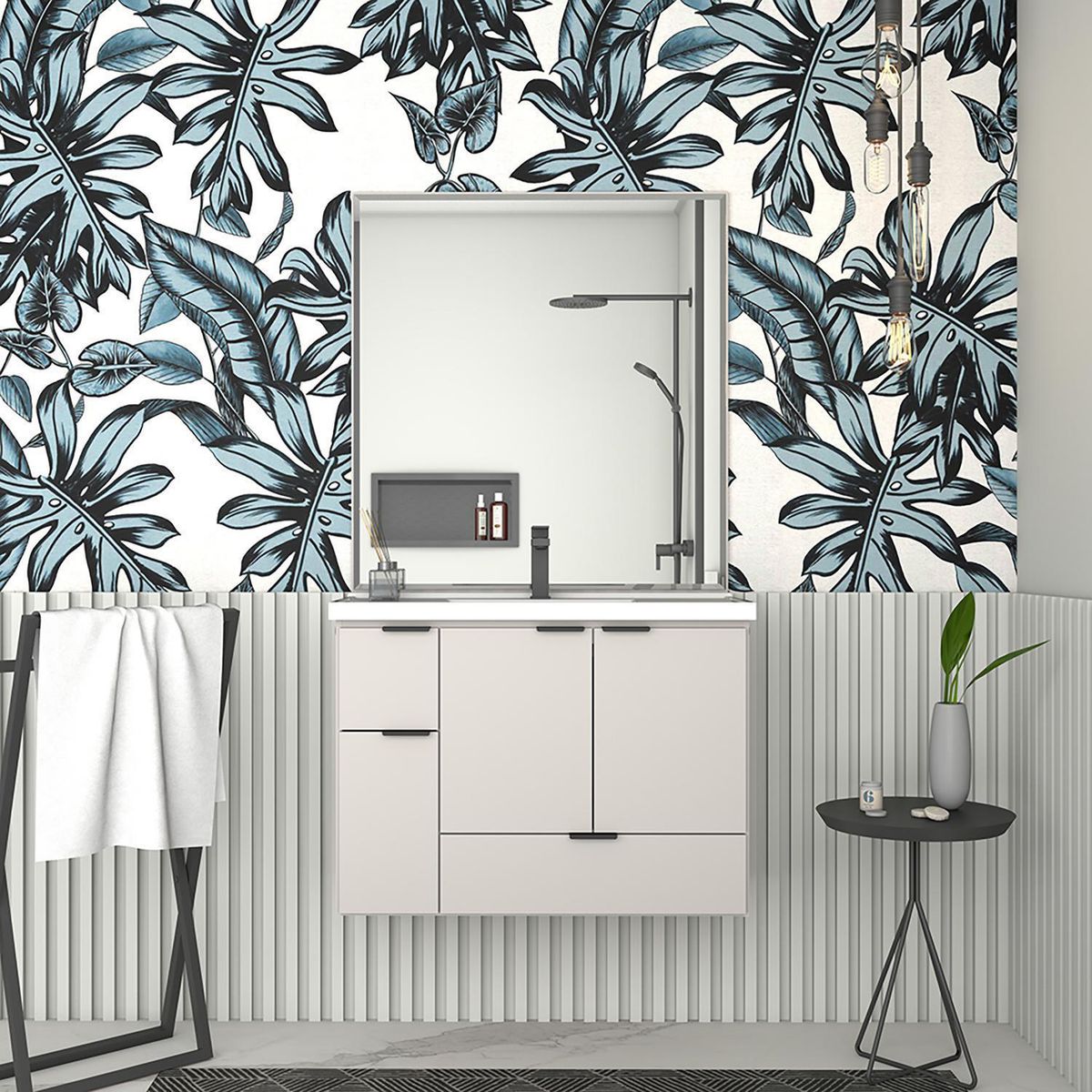 VEKKAHOME - Vanitorio Aéreo Orquidea Beige 82x63x38 cm