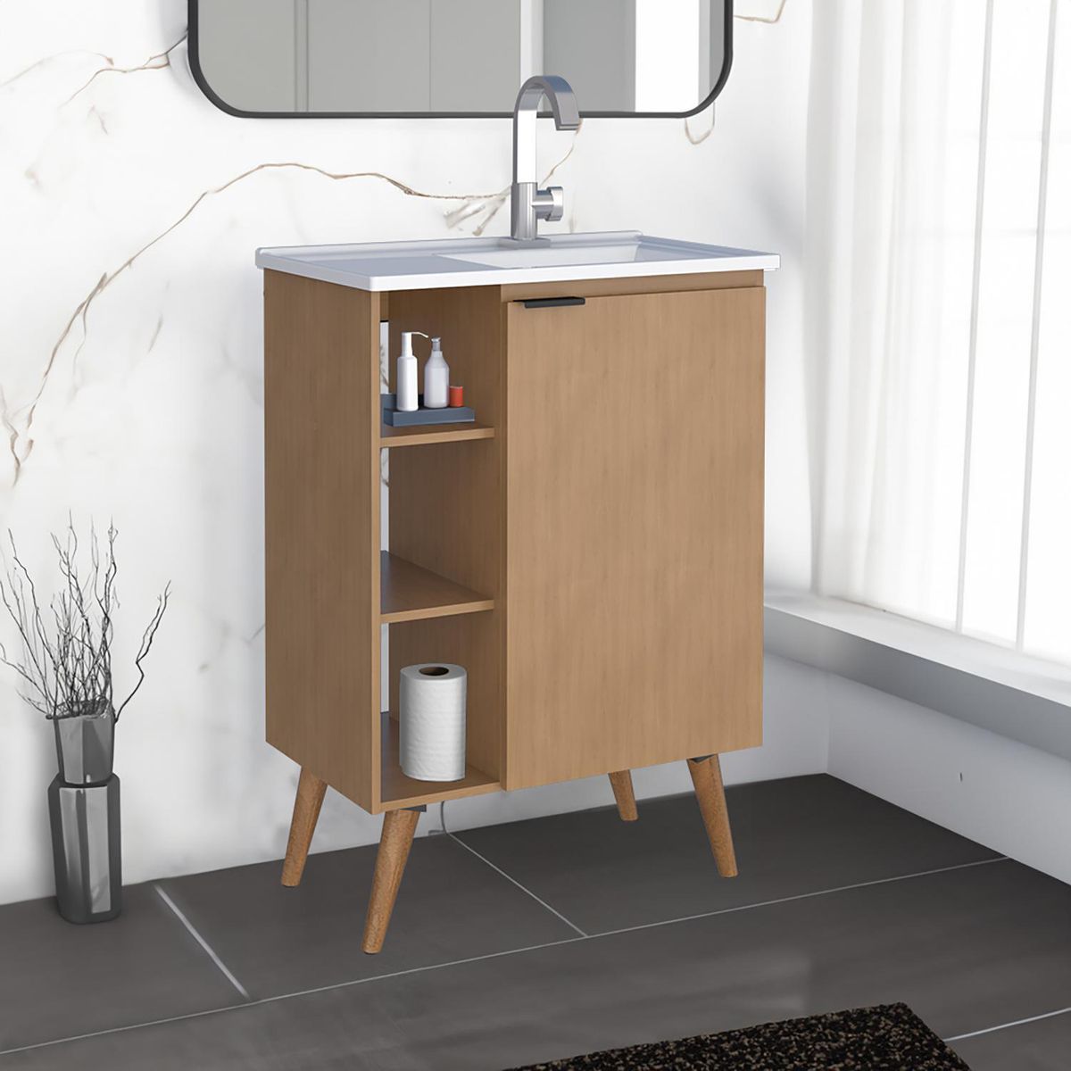 VEKKAHOME - Vanitorio Hortensia Café 37x90x62 cm