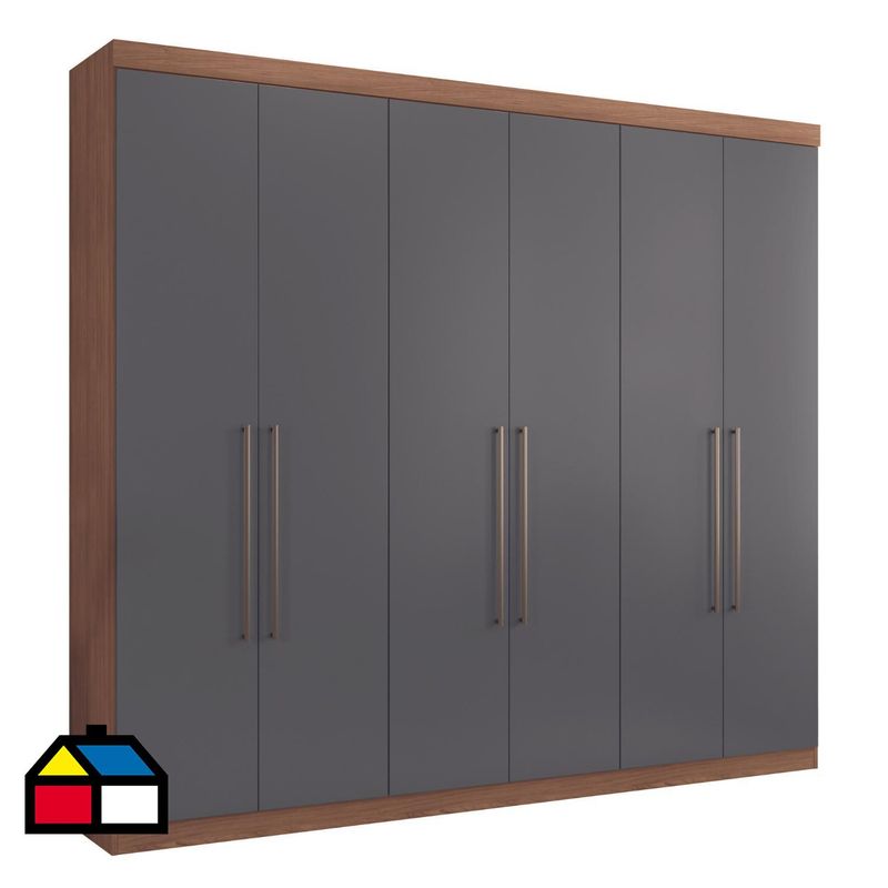 ONESSTA - Clóset 6 Puerta(s) 5 Repisa(s) 240x219x46.3 cm Gris Jatoba Grafito