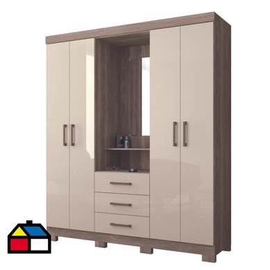 Closet 4 puertas 3 cajones caf oscuro ebano con espejo y patas