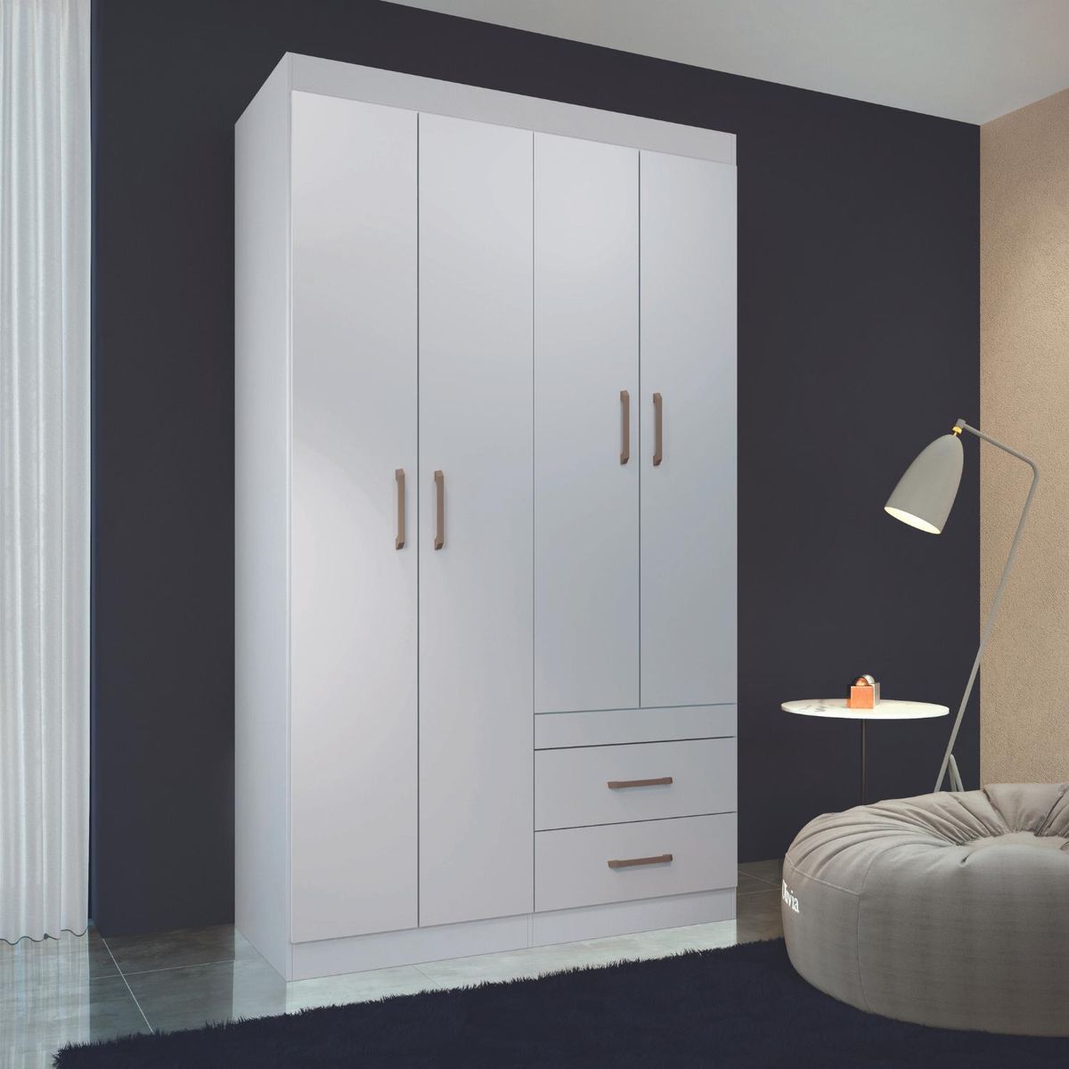 ONESSTA - Clóset 4 Puerta(s) 2 Cajón(es) 3 Repisa(s) 120x183x46.3 cm Blanco