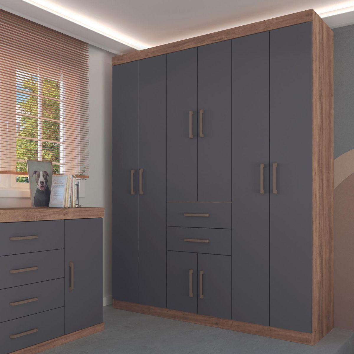 ONESSTA - Clóset Atacama 8 Puerta(s) 2 Cajón(es) 6 Repisa(s) 159.3x200x46.3 cm Negro