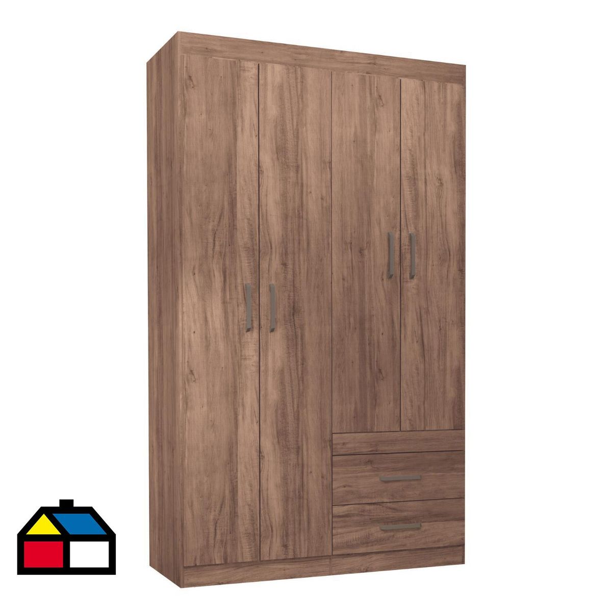 ONESSTA - Clóset 4 Puerta(s) 2 Cajón(es) 3 Repisa(s) 120x183x46.3 cm Café