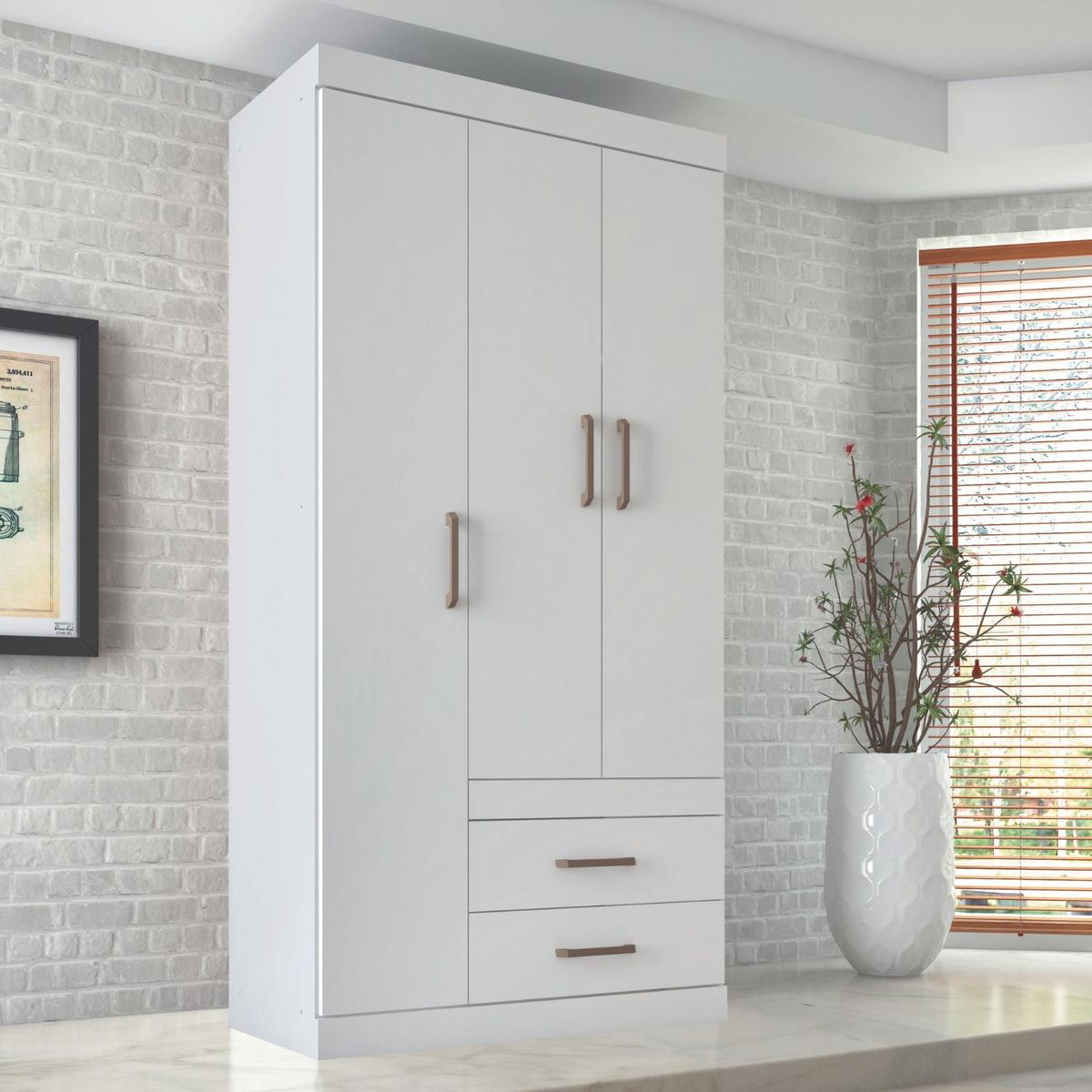 ONESSTA - Clóset 3 Puerta(s) 2 Cajón(es) 5 Repisa(s) 90.3x183x46.3 cm Blanco