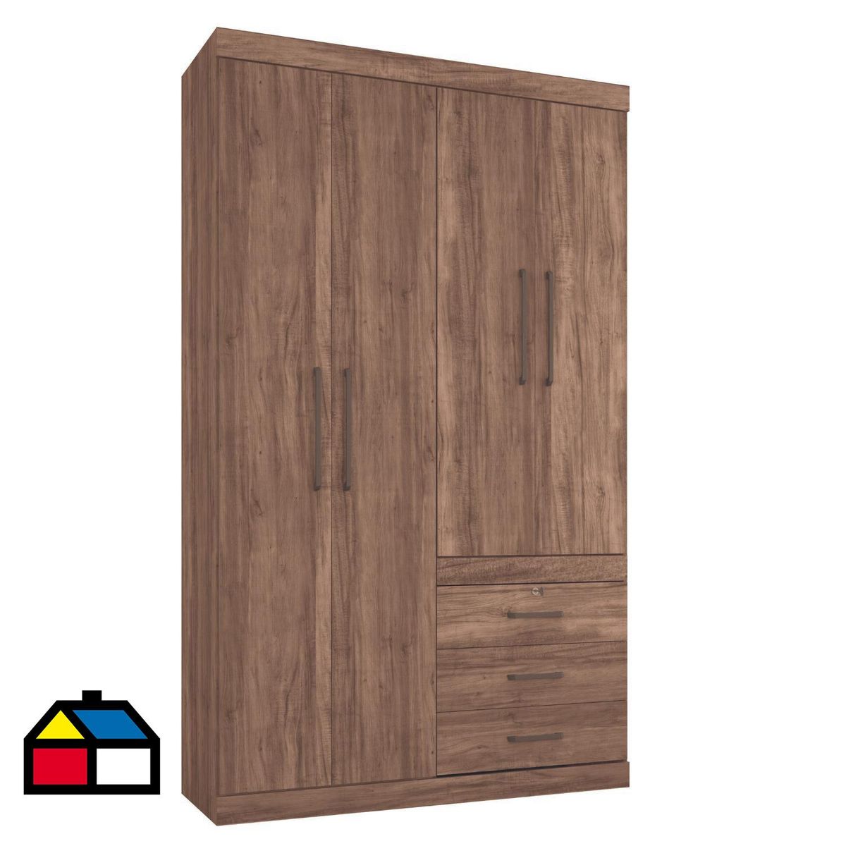 ONESSTA - Clóset 4 Puerta(s) 3 Cajón(es) 4 Repisa(s) 120x204.5x46.3 cm Café