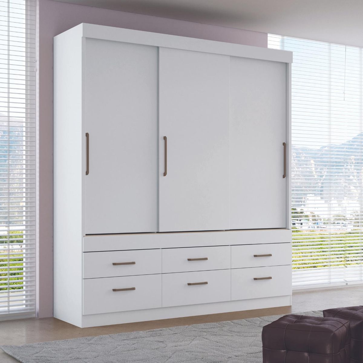 ONESSTA - Clóset 3 Puerta(s) 6 Cajón(es) 6 Repisa(s) 179.4x200x50.5 cm Blanco