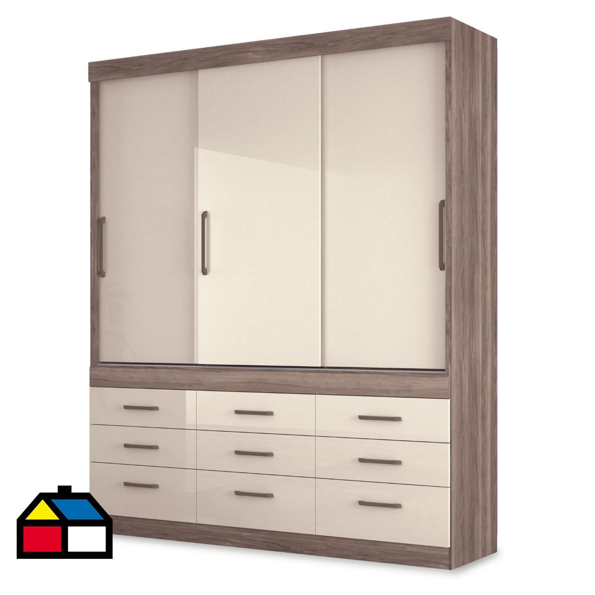 ONESSTA - Clóset 3 Puerta(s) 9 Cajón(es) 6 Repisa(s) 179.4x217.6x50.5 cm Beige