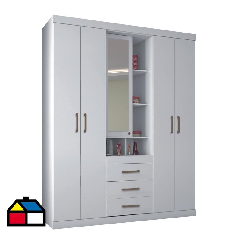 ONESSTA - Clóset 5 Puerta(s) 3 Cajón(es) 10 Repisa(s) 159.3x200x46.3 cm Blanco