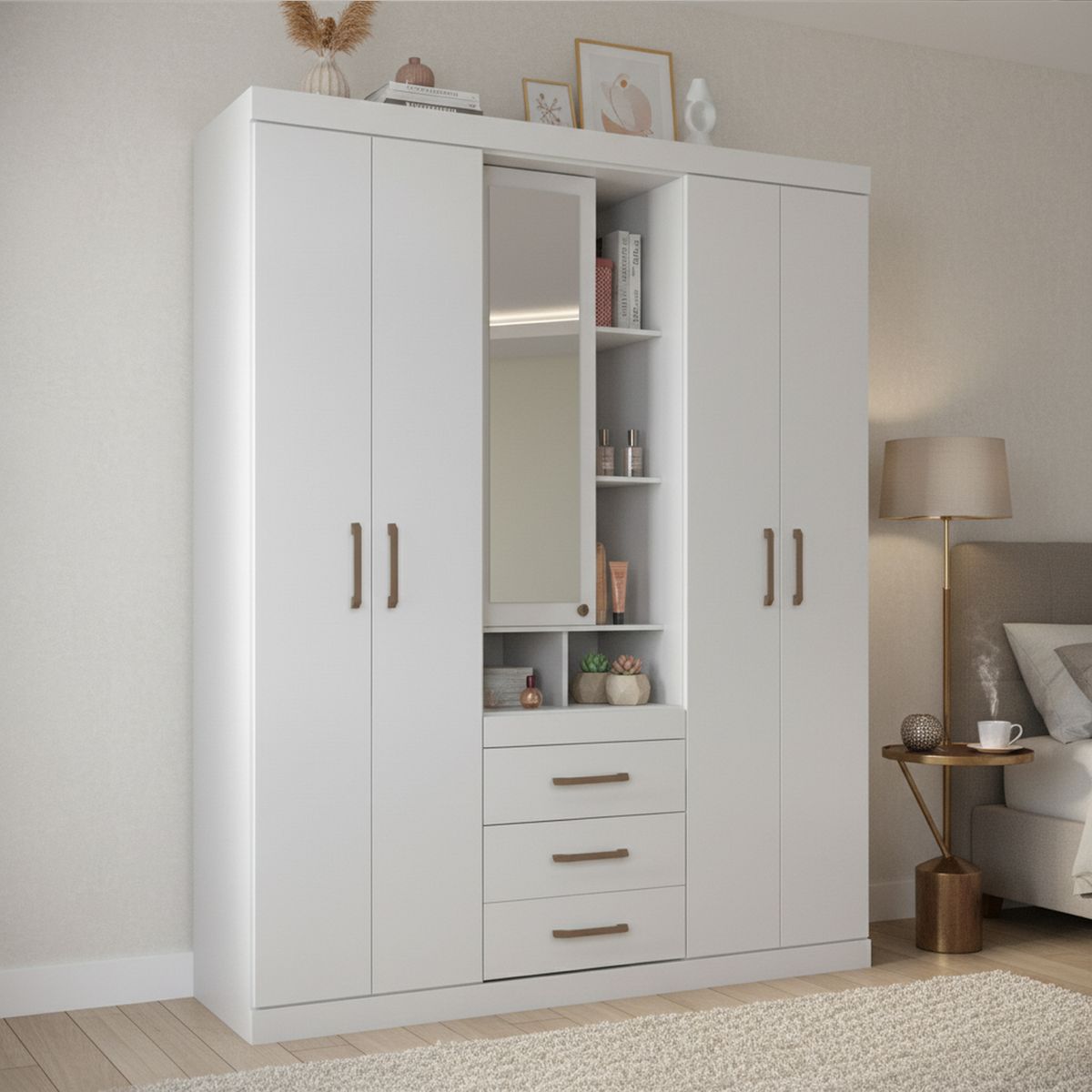 ONESSTA - Clóset 5 Puerta(s) 3 Cajón(es) 10 Repisa(s) 159.3x200x46.3 cm Blanco