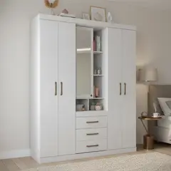 ONESSTA - Clóset 5 Puerta(s) 3 Cajón(es) 10 Repisa(s) 159.3x200x46.3 cm Blanco