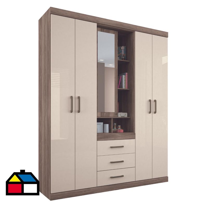 ONESSTA - Clóset 4 Puerta(s) 3 Cajone(s) 10 Repisa(s) 159.3x200x46.3 cm Beige