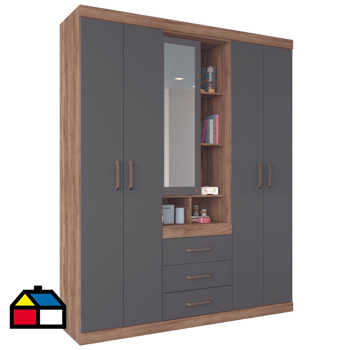 ONESSTA - Clóset 5 Puerta(s) 3 Cajón(es) 11 Repisa(s) 159.3x200x46.3 cm Negro