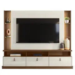 ONESSTA - Home estante TV 70" 3 puertas con ruedas y luz led blanco