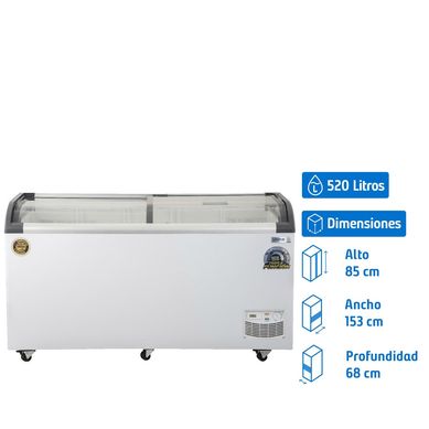 Congelador Industrial Vidrio Semi-Curva 500 l CTV-520Q