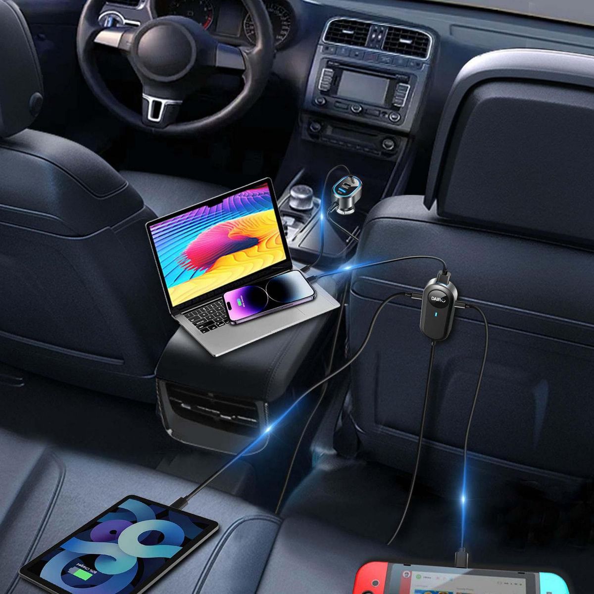 DAIRU - Cargador rápido 6 USB con alargador 135 W