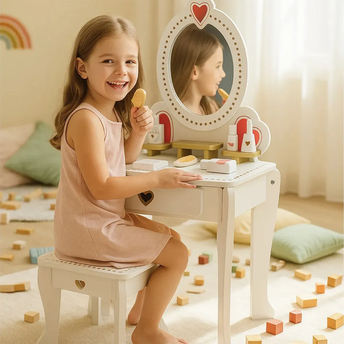 KIDSCOOL - Tocador Infantil Love con Accesorios 49x97x34 cm Blanco Desde 3 años