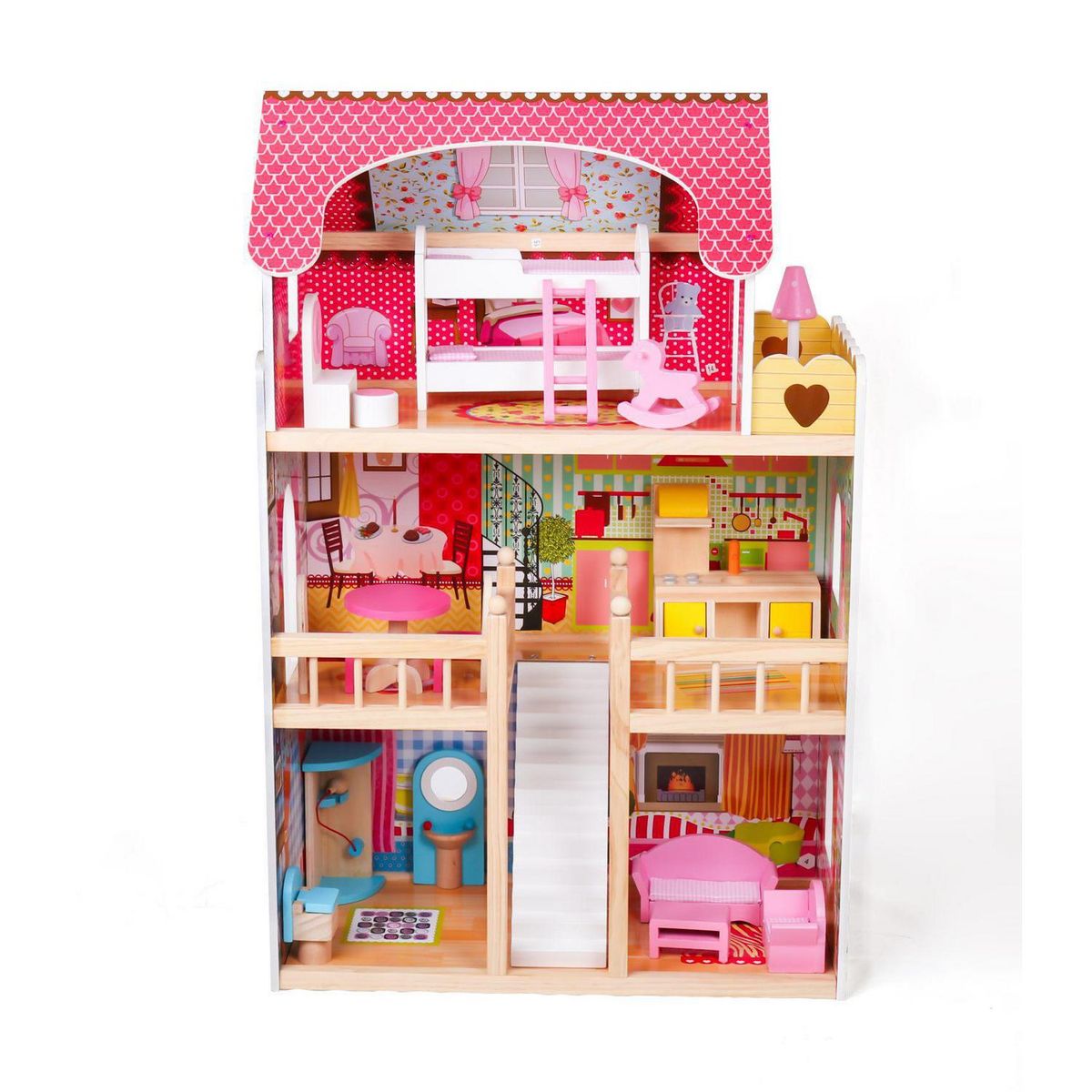 KIDSCOOL - Casa de Muñecas Anie con Accesorios 60x90x33 cm Rosado Desde 3 años