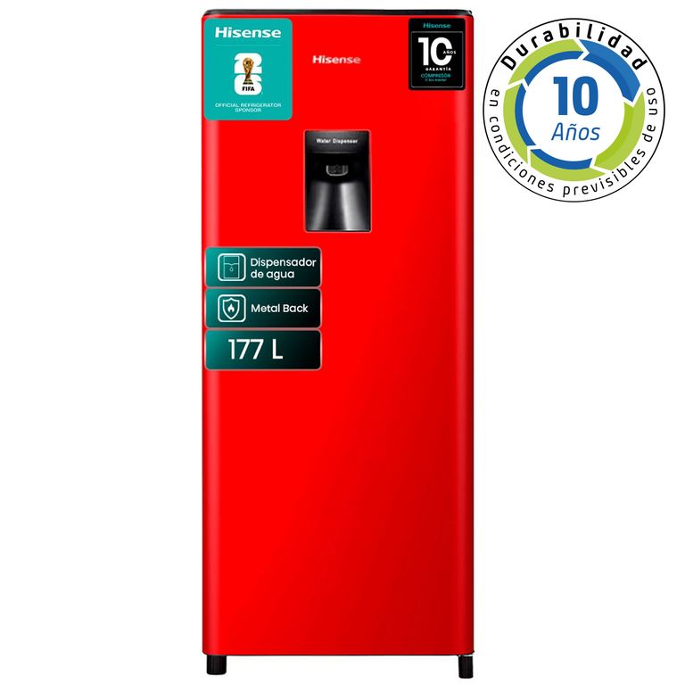 HISENSE Refrigerador Single Door Frío Directo 177 Litros Rojo HRO179 RD