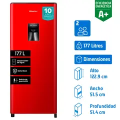 HISENSE - Refrigerador Single Door Frío Directo 177 Litros Rojo HRO179 RD