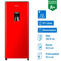 HISENSE - Refrigerador Single Door Frío Directo 177 Litros Rojo HRO179 RD