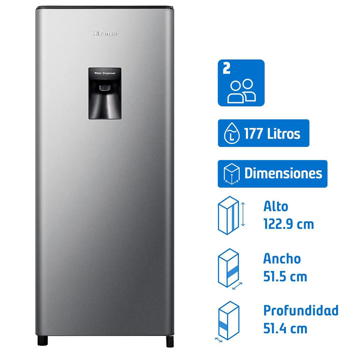 HISENSE - Refrigerador Single Door Frío Directo 177 Litros Silver HRO179SD