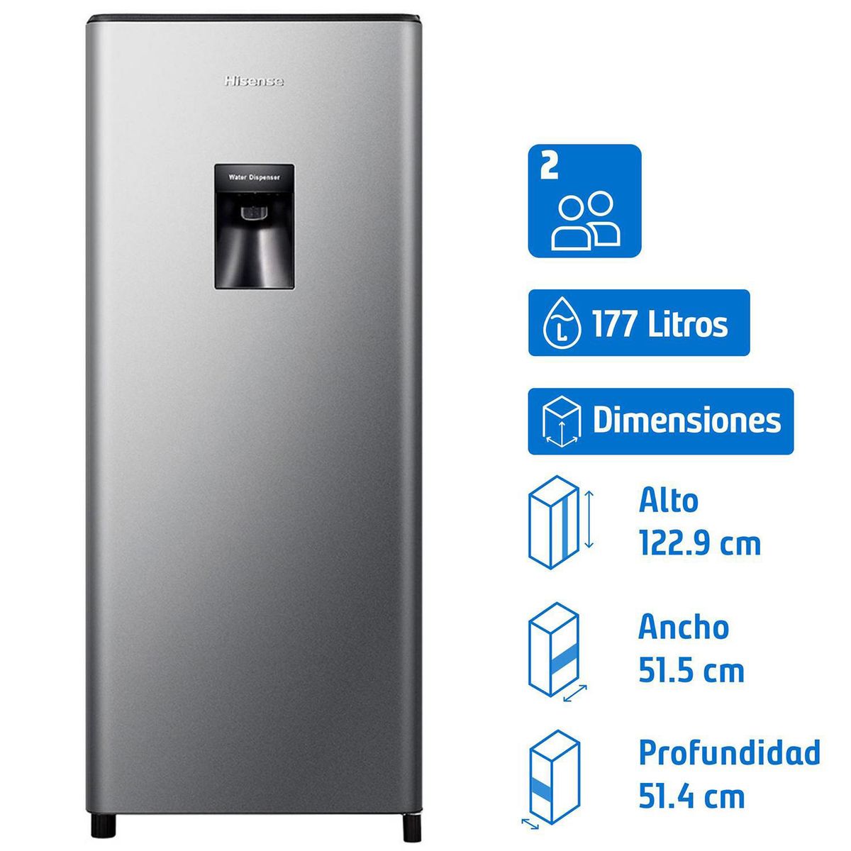HISENSE - Refrigerador Single Door Frío Directo 177 Litros Silver HRO179SD