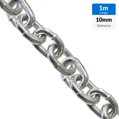 MAMUT - Cadena Acero eslabon corto 10 mm 1 m Plateado