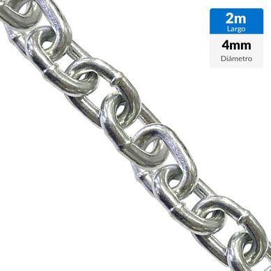 Cadena eslabon corto din 766 diametro 4 mm por 2 metros zincado