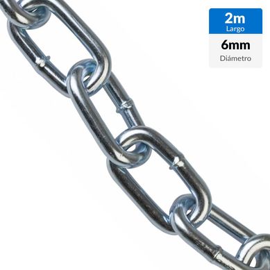 Cadena eslabon largo din 763 diametro 6 mm por 2 metros zincado