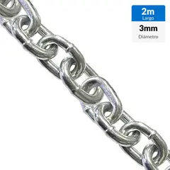 MAMUT - Cadena Acero eslabon corto 3 mm 2 m Plateado