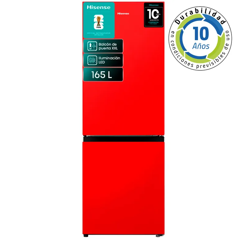 HISENSE Refrigerador Bottom Freezer Frío Directo 165 Litros Rojo RB215NR