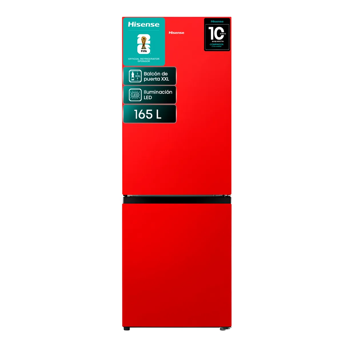 HISENSE - Refrigerador Bottom Freezer Frío Directo 165 Litros Rojo RB215NR