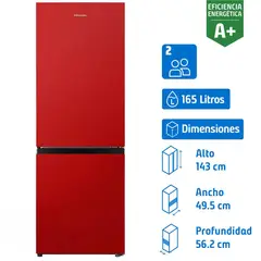 HISENSE - Refrigerador Bottom Freezer Frío Directo 165 Litros Rojo RB215NR