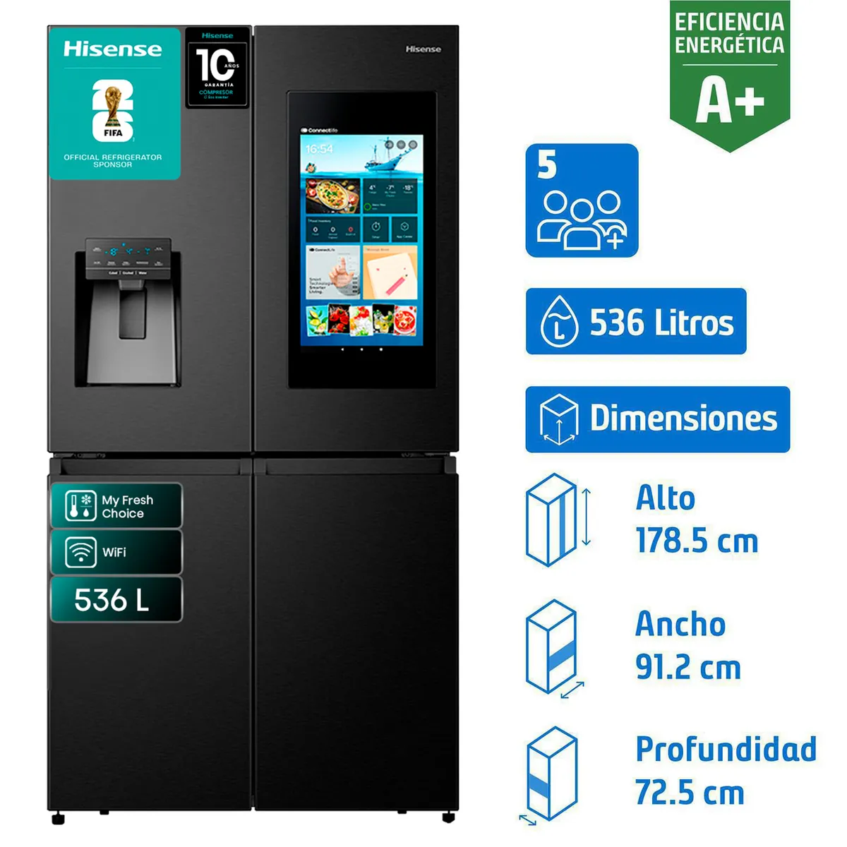 HISENSE - Refrigerador Multidoor No Frost 536 Litros Negro RQ697HB
