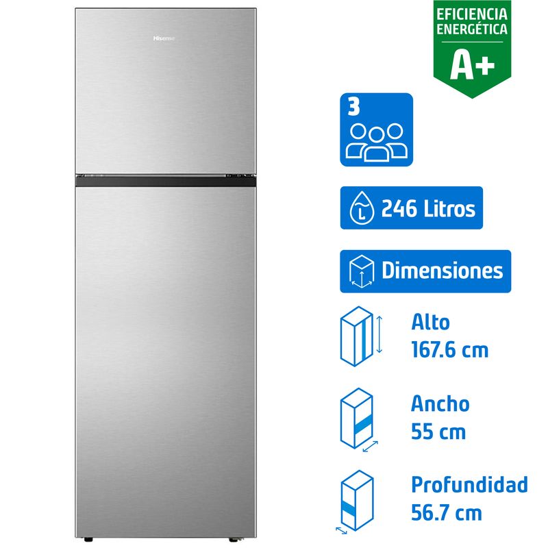HISENSE - Refrigerador Top Freezer No Frost 246 Litros Silver RT320NV