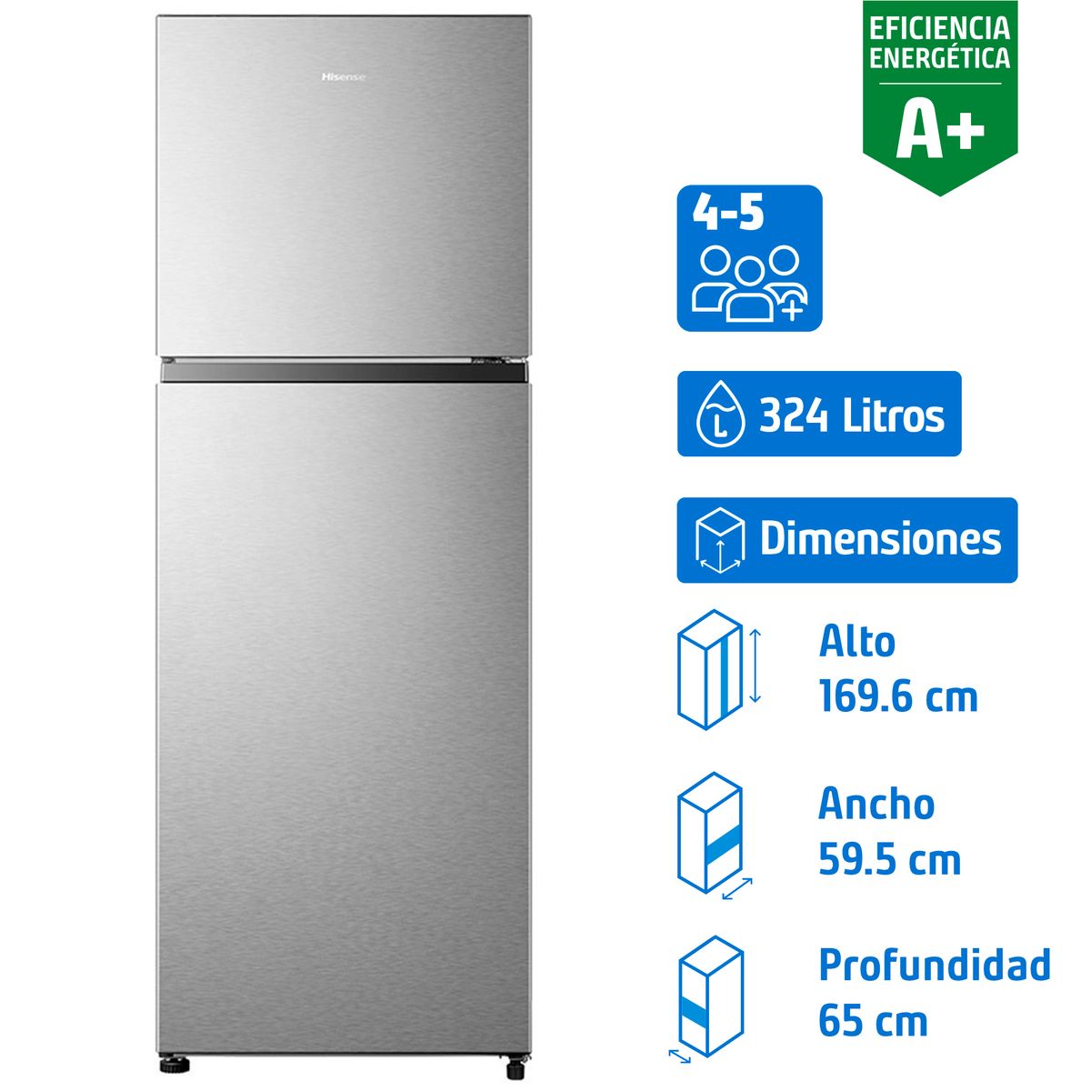 HISENSE - Refrigerador Top Freezer No Frost 324 Litros Silver RD-42WR