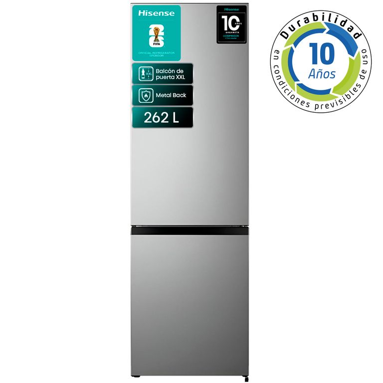 HISENSE Refrigerador Bottom Freezer Frío Directo 262 Litros Inox RB341NL