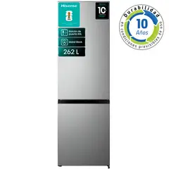 HISENSE - Refrigerador Bottom Freezer Frío Directo 262 Litros Inox RB341NL