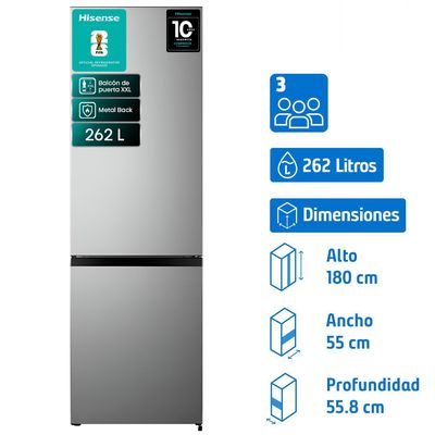 Hisense Refrigerador Bottom Freezer Frío Directo 262 Litros