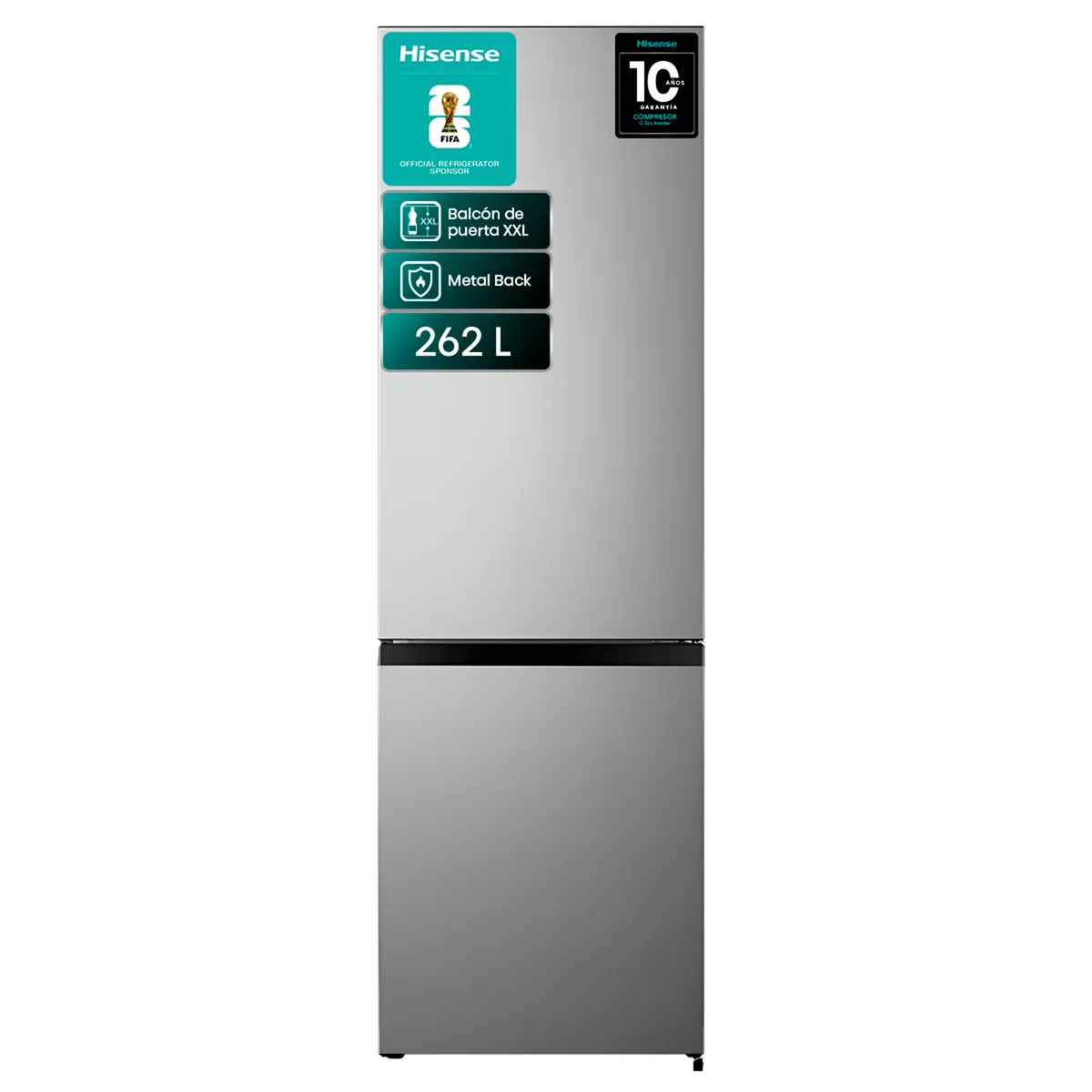 HISENSE - Refrigerador Bottom Freezer Frío Directo 262 Litros Silver RB341NL