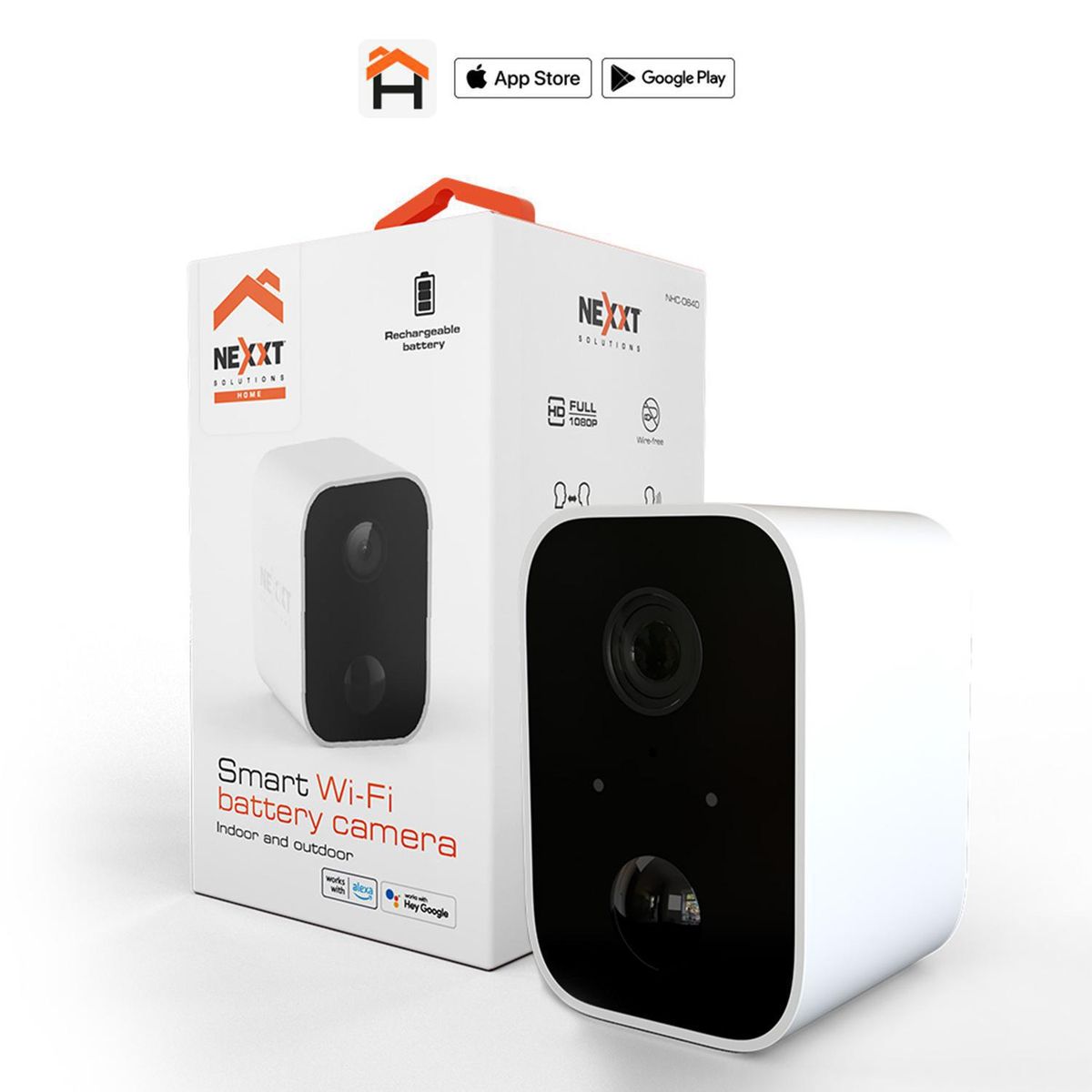 NEXXT SOLUTIONS - Cámara de seguridad exterior e interior con batería