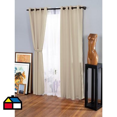 Combo Cortina de Tela Argolla Agatha 2 PaoS/2 Velos/2 Abrazaderas