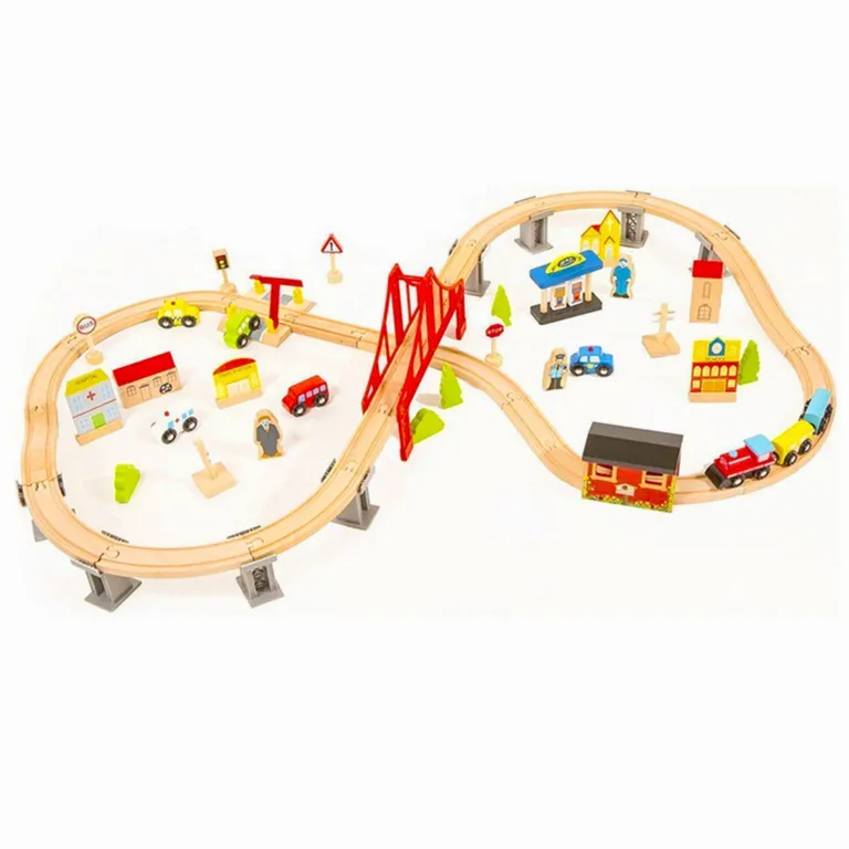 Pista Trenes City Didáctica 70 Piezas Con Accesorios Para Niños
